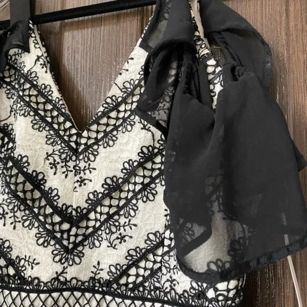 Adelyn Rae Black & White Lace Frill Dress Size S New With Tags Kentucky Derby - Picture 3 of 8
